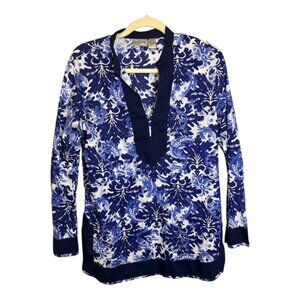 Chico's Blouse women's Size Medium lightweight floral purple blue Chico's 1‎